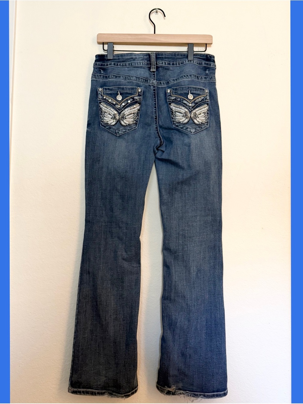🤍 Y2K inspired cross embellished bootcut jeans